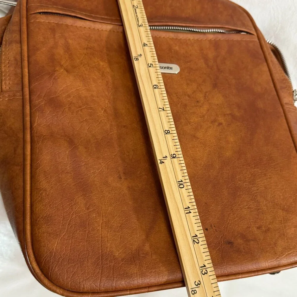 Samsonite VTG Brown Leather Crossbody Messenger Bag Adjustable Strap